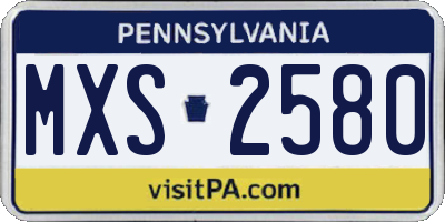 PA license plate MXS2580
