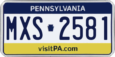 PA license plate MXS2581