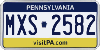 PA license plate MXS2582
