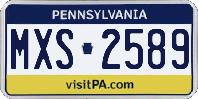 PA license plate MXS2589