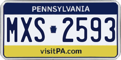 PA license plate MXS2593