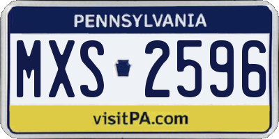 PA license plate MXS2596