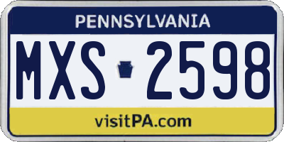 PA license plate MXS2598