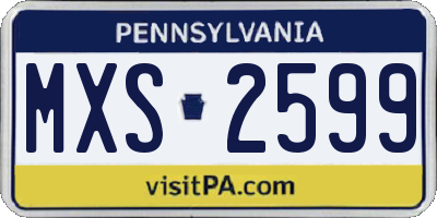 PA license plate MXS2599