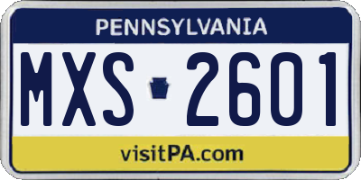 PA license plate MXS2601