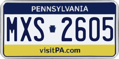 PA license plate MXS2605