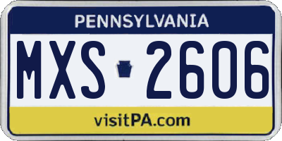 PA license plate MXS2606