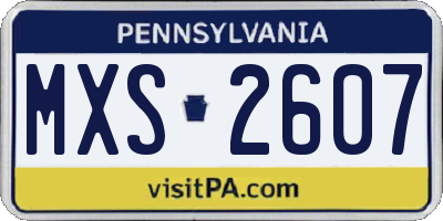 PA license plate MXS2607