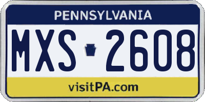 PA license plate MXS2608