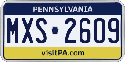PA license plate MXS2609