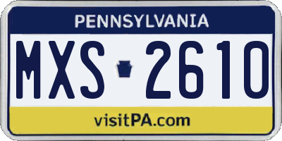 PA license plate MXS2610
