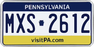 PA license plate MXS2612
