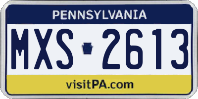 PA license plate MXS2613