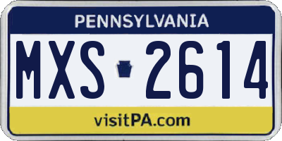 PA license plate MXS2614