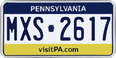 PA license plate MXS2617
