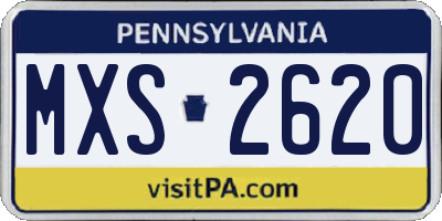 PA license plate MXS2620