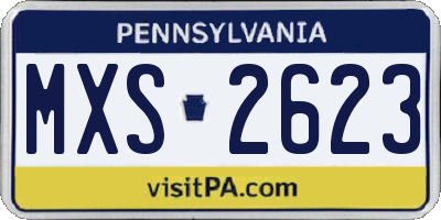 PA license plate MXS2623