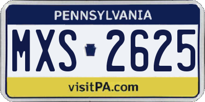 PA license plate MXS2625