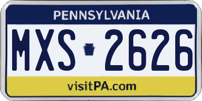 PA license plate MXS2626