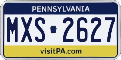 PA license plate MXS2627
