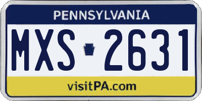 PA license plate MXS2631