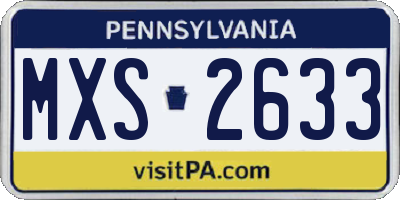 PA license plate MXS2633