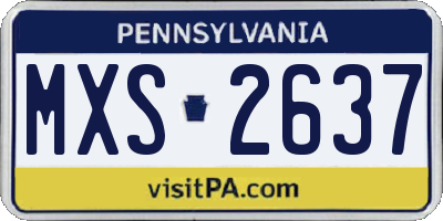 PA license plate MXS2637