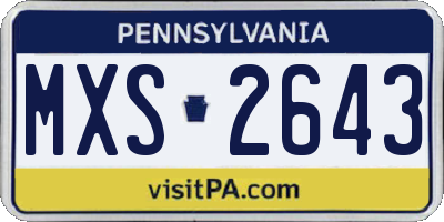 PA license plate MXS2643