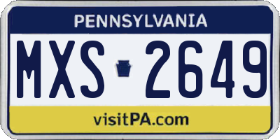 PA license plate MXS2649
