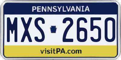 PA license plate MXS2650
