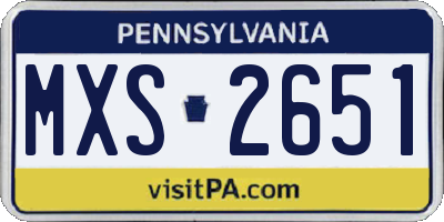 PA license plate MXS2651