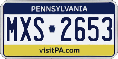 PA license plate MXS2653