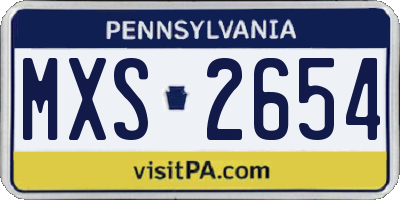 PA license plate MXS2654