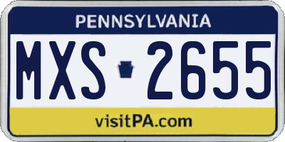 PA license plate MXS2655
