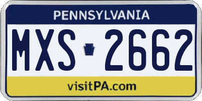 PA license plate MXS2662