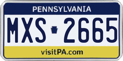 PA license plate MXS2665
