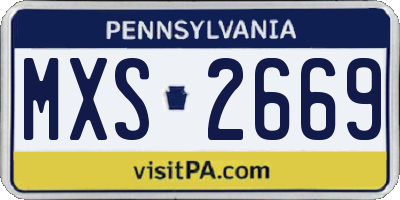 PA license plate MXS2669