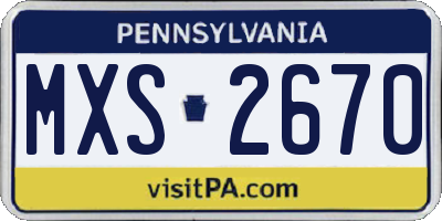 PA license plate MXS2670