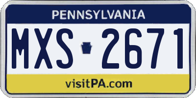 PA license plate MXS2671
