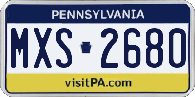 PA license plate MXS2680