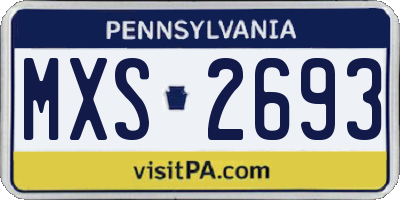 PA license plate MXS2693