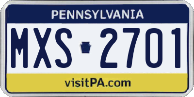 PA license plate MXS2701