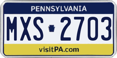 PA license plate MXS2703