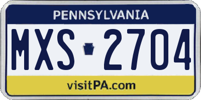 PA license plate MXS2704