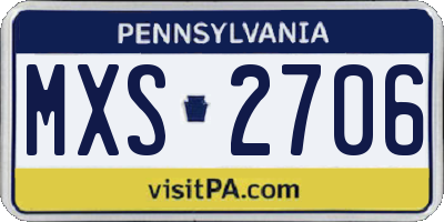 PA license plate MXS2706