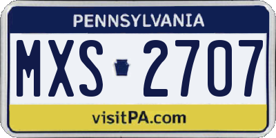 PA license plate MXS2707