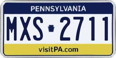 PA license plate MXS2711
