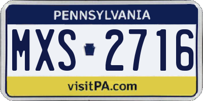 PA license plate MXS2716