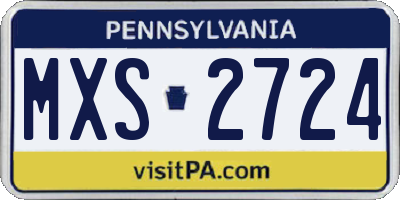 PA license plate MXS2724