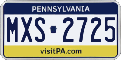 PA license plate MXS2725